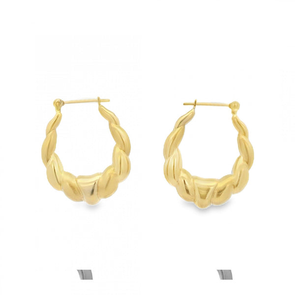 9ct Yellow Gold Creole Hoop Earrings - 20x23x6mm - 2.0g