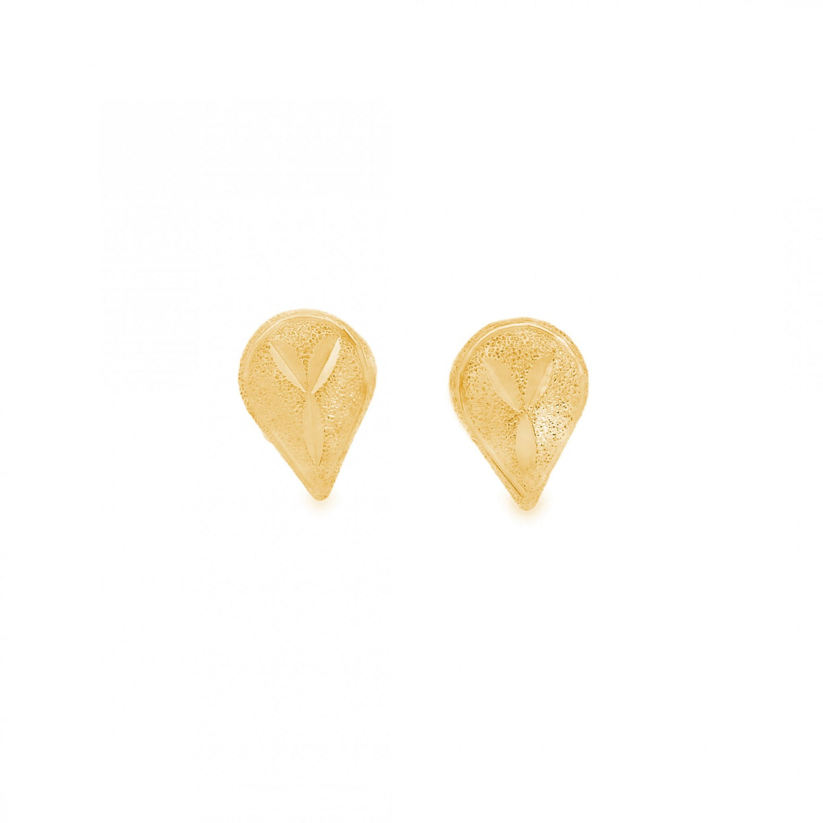 9ct Yellow & White Gold Pear Shaped Stud Earrings - 7x10x3mm