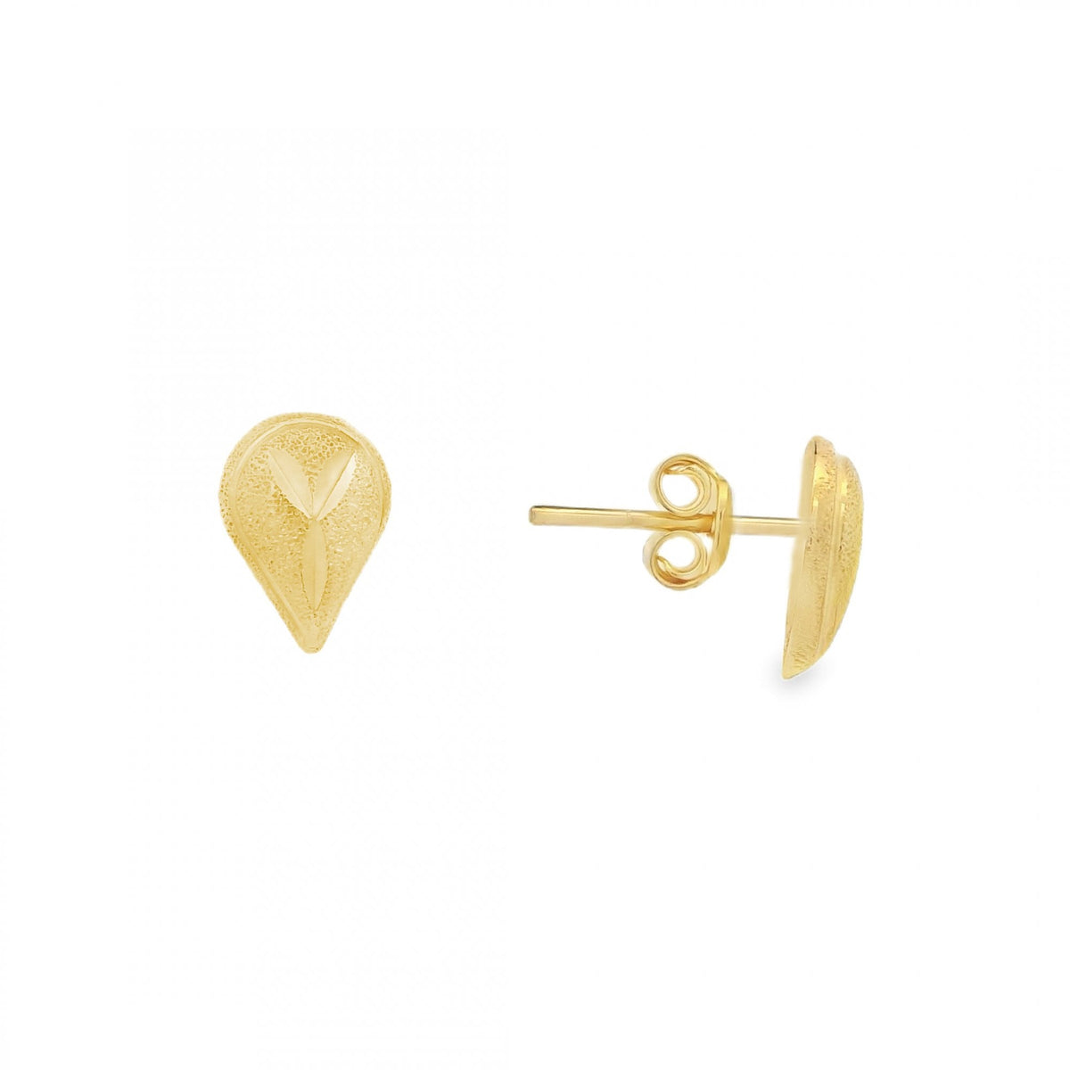 9ct Yellow & White Gold Pear Shaped Stud Earrings - 7x10x3mm