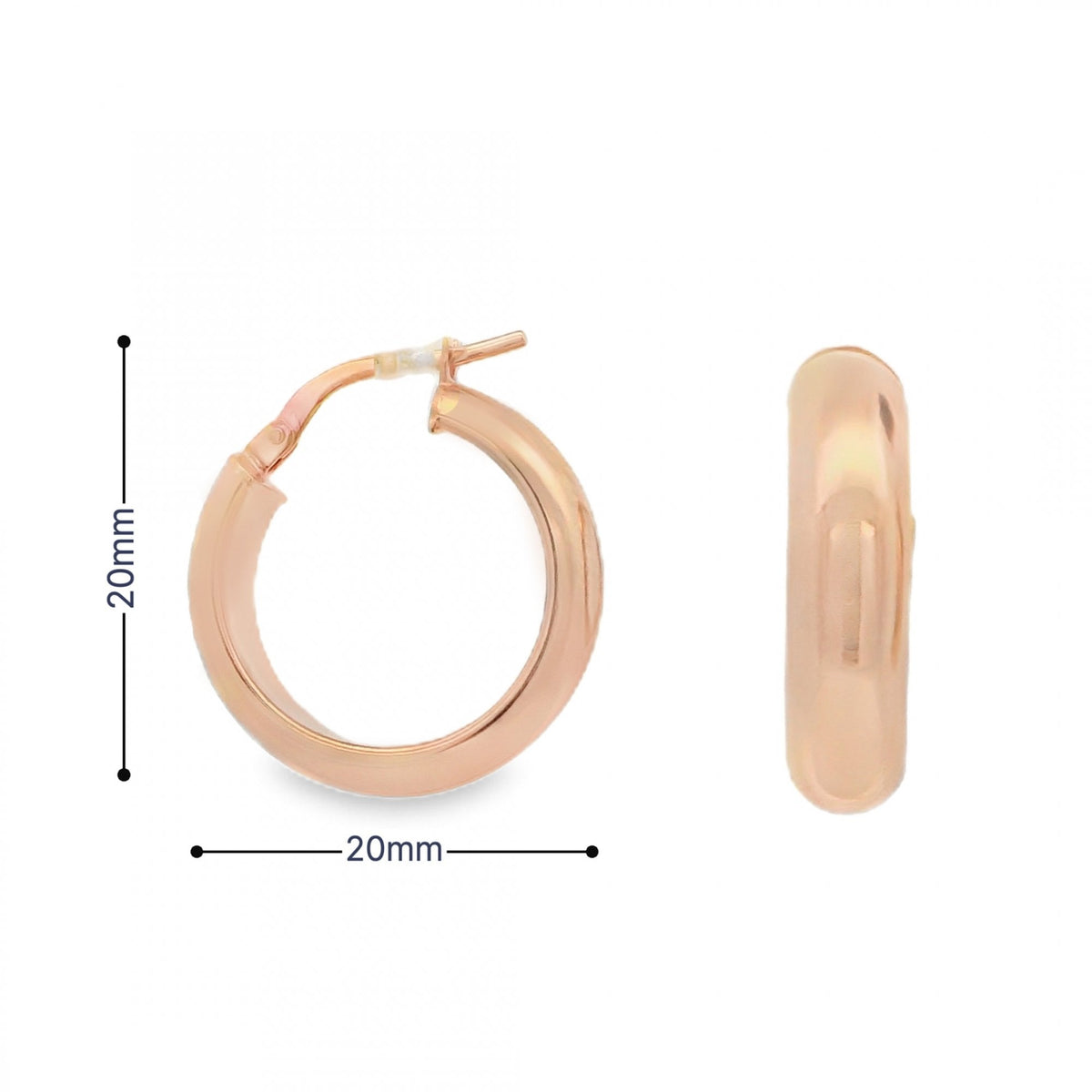 9ct Rose Gold Hoop Earrings - 20x20mm - 1.6g