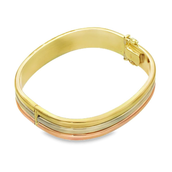 9ct Multi-Tone Gold Bangle - 18.5cm - 28.2g