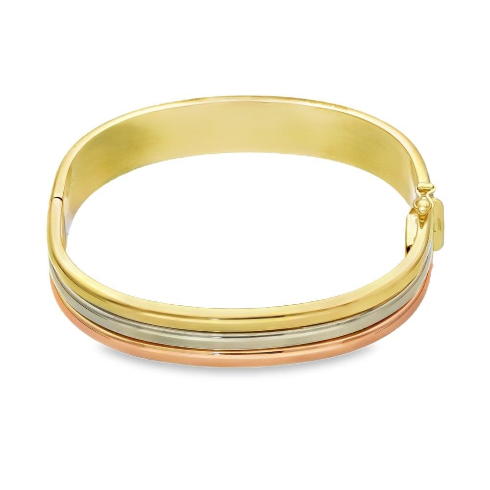 9ct Multi-Tone Gold Bangle - 18.5cm - 28.2g