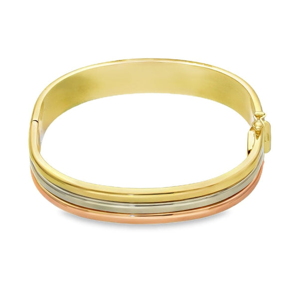 9ct Multi-Tone Gold Bangle - 18.5cm - 28.2g