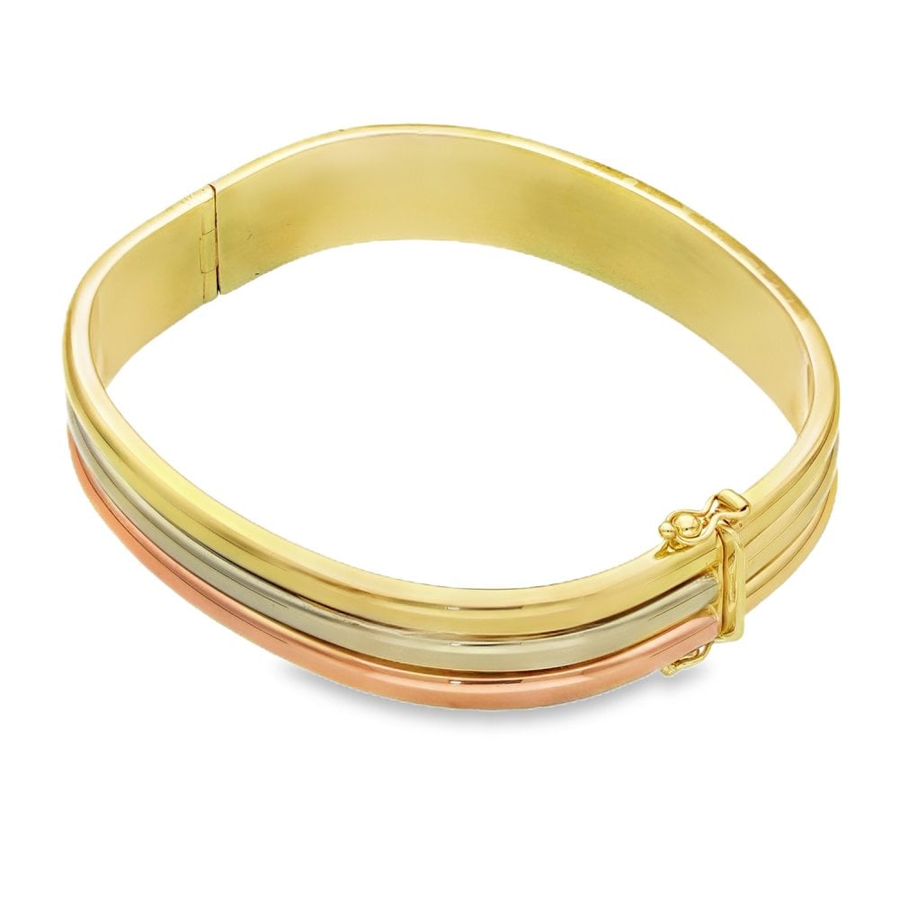 9ct Multi-Tone Gold Bangle - 18.5cm - 28.2g