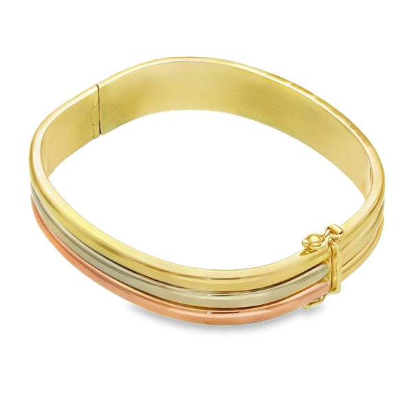 9ct Multi-Tone Gold Bangle - 18.5cm - 28.2g