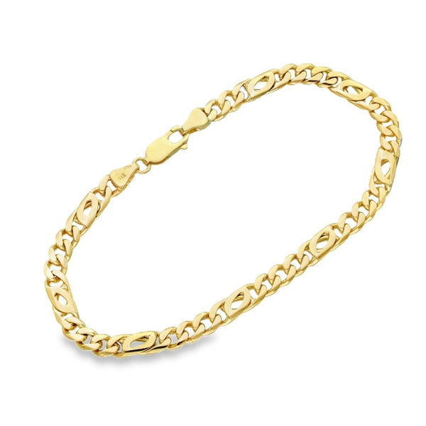 9ct Yellow Gold Bomb Figaro Chain Bracelet - 9" - 16.1g
