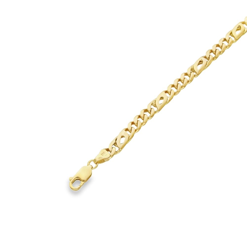 9ct Yellow Gold Bomb Figaro Chain Bracelet - 9" - 16.1g