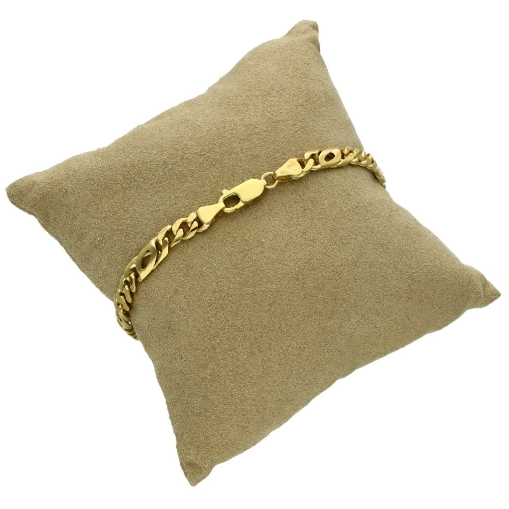 9ct Yellow Gold Bomb Figaro Chain Bracelet - 9" - 16.1g