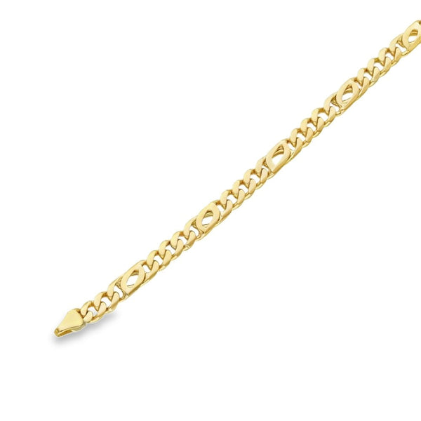 9ct Yellow Gold Bomb Figaro Chain Bracelet - 9" - 16.1g