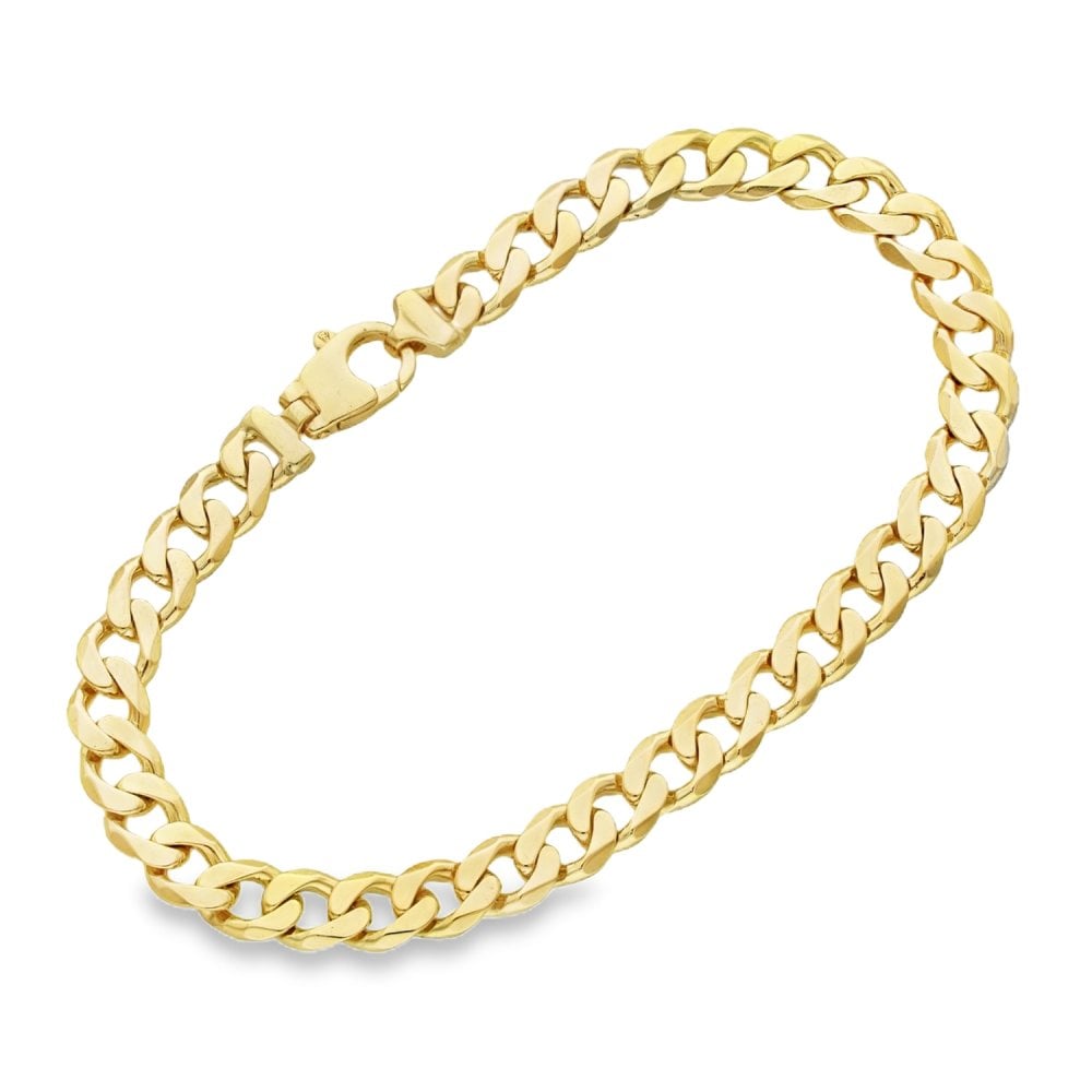 9ct Yellow Gold Curb Bracelet - 8" - 17.7g