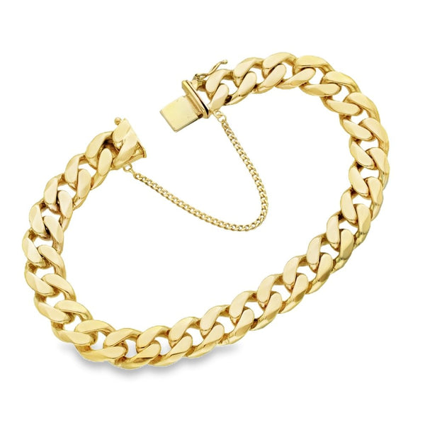 9ct Yellow Gold Heavy Curb Bracelet - 9" - 55.7g