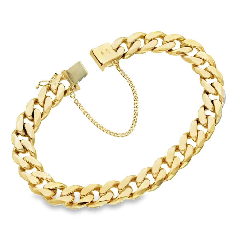 9ct Yellow Gold Heavy Curb Bracelet - 9" - 55.7g