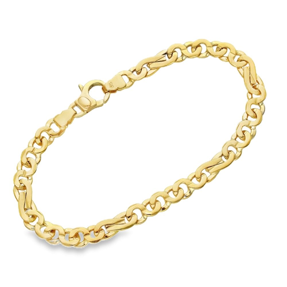 9ct Yellow Gold Fancy-Link Bracelet - 8.5" - 16.9g