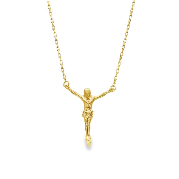 9ct Yellow Gold Jesus Pendant & Belcher Chain - 23" - 8.4g