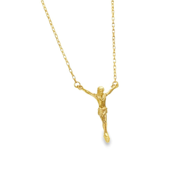 9ct Yellow Gold Jesus Pendant & Belcher Chain - 23" - 8.4g