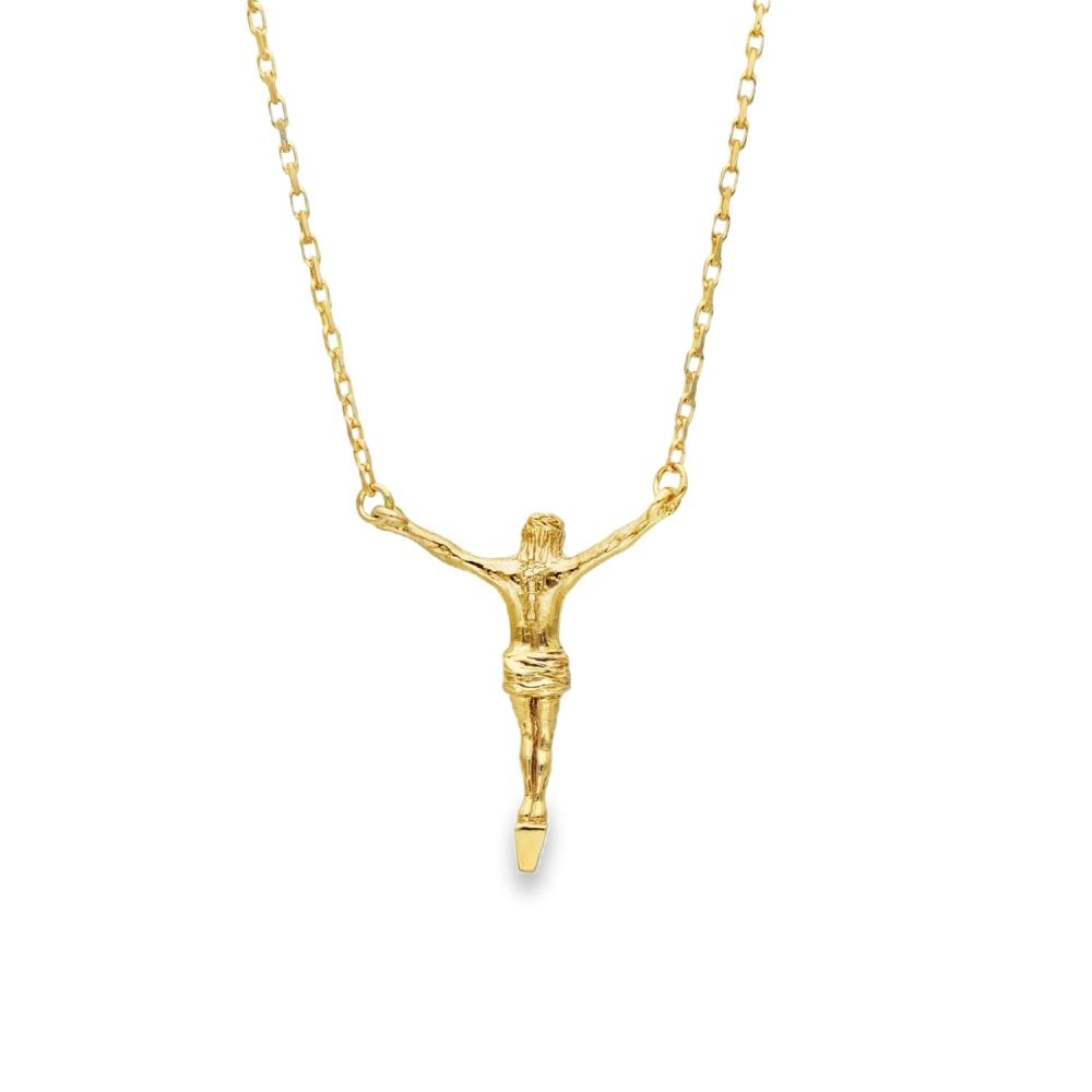 9ct Yellow Gold Jesus Pendant & Belcher Chain - 23" - 8.4g