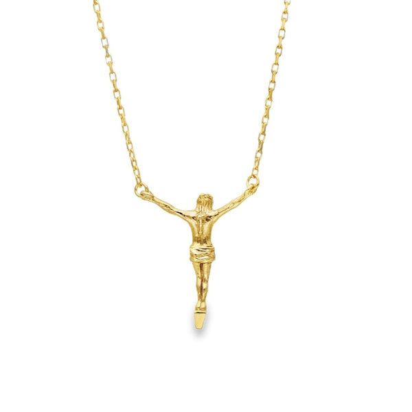 9ct Yellow Gold Jesus Pendant & Belcher Chain - 23" - 8.4g
