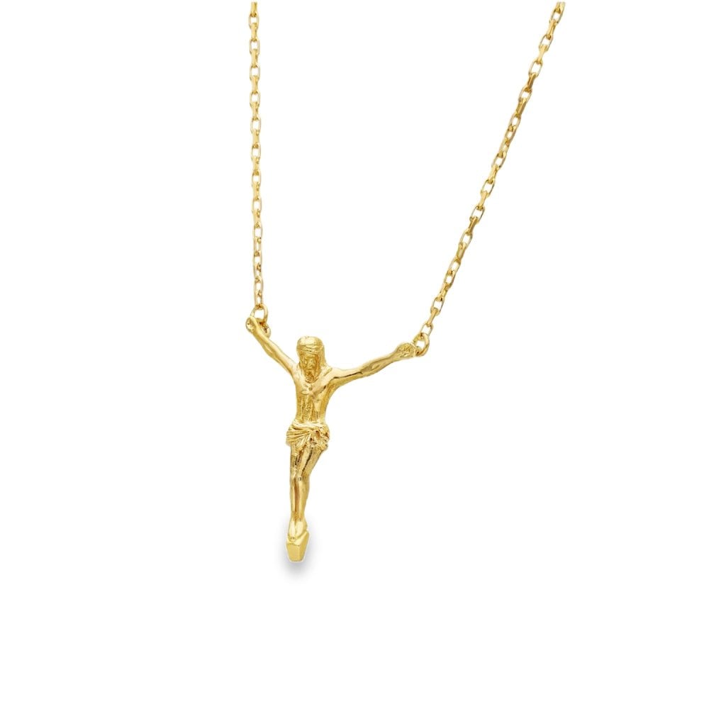 9ct Yellow Gold Jesus Pendant & Belcher Chain - 23" - 8.4g