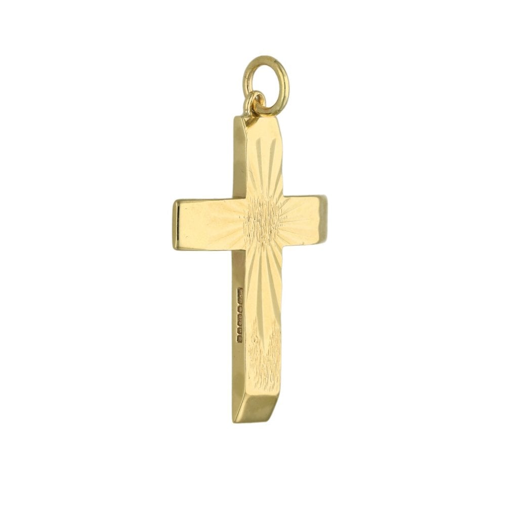 9ct Yellow Gold Sunburst Cross Pendant - 21x33x2mm - 5.3g