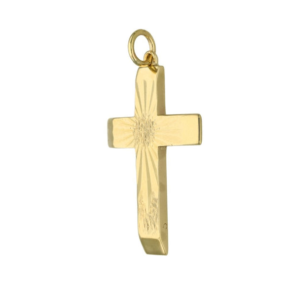 9ct Yellow Gold Sunburst Cross Pendant - 21x33x2mm - 5.3g