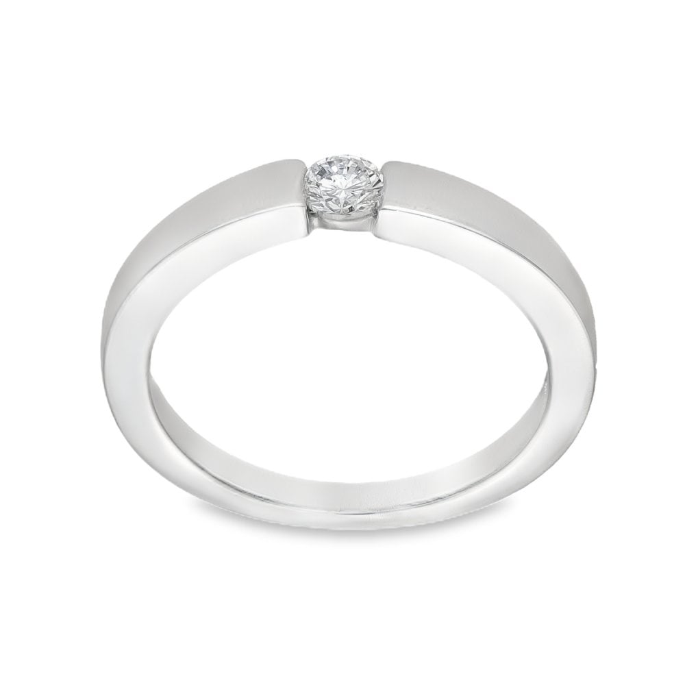 18ct White Gold Diamond Solitaire Ring - Size O - 0.19ct