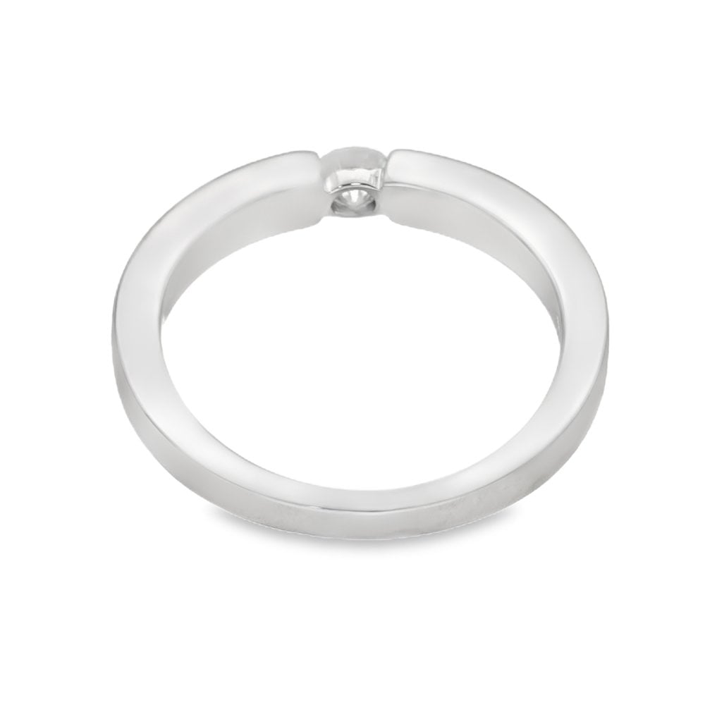 18ct White Gold Diamond Solitaire Ring - Size O - 0.19ct