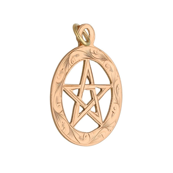 9ct Rose Gold Patterned Five-Pointed Star Pendant - 24x24mm
