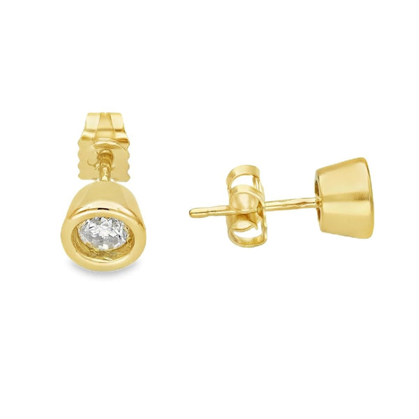 9ct Yellow Gold Diamond Stud Earrings - 6x6mm - 0.50ct
