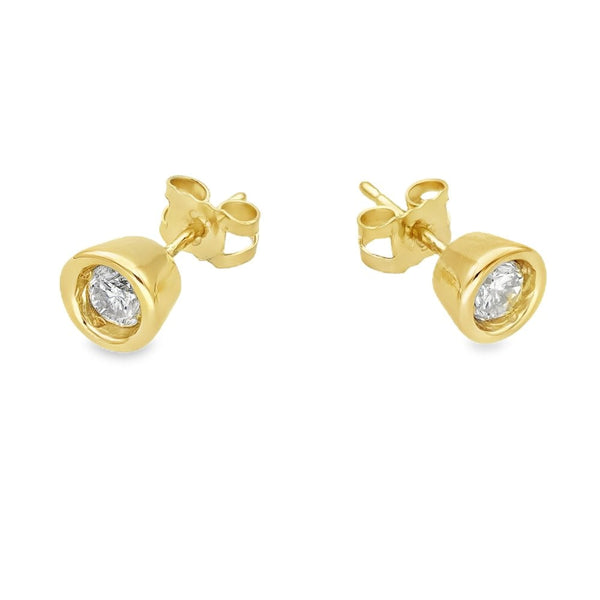 9ct Yellow Gold Diamond Stud Earrings - 6x6mm - 0.50ct