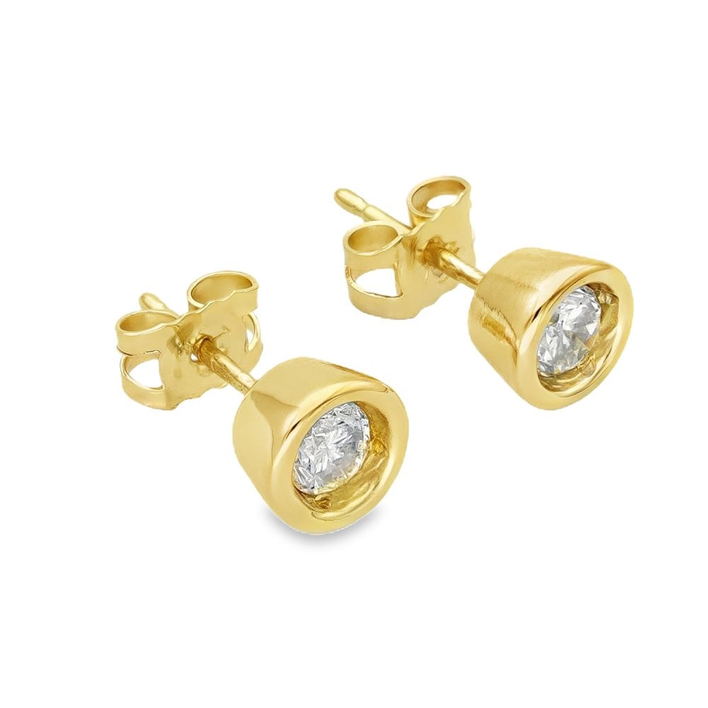 9ct Yellow Gold Diamond Stud Earrings - 6x6mm - 0.50ct