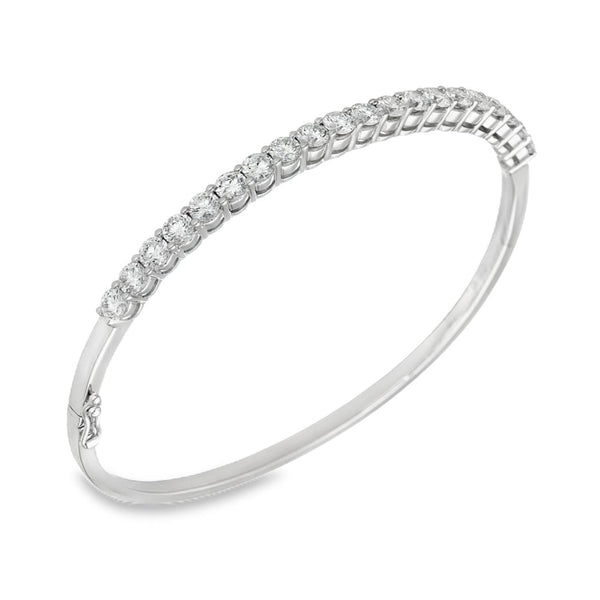 18ct White Gold Diamond Set Bangle - 17cm - 3.00ct