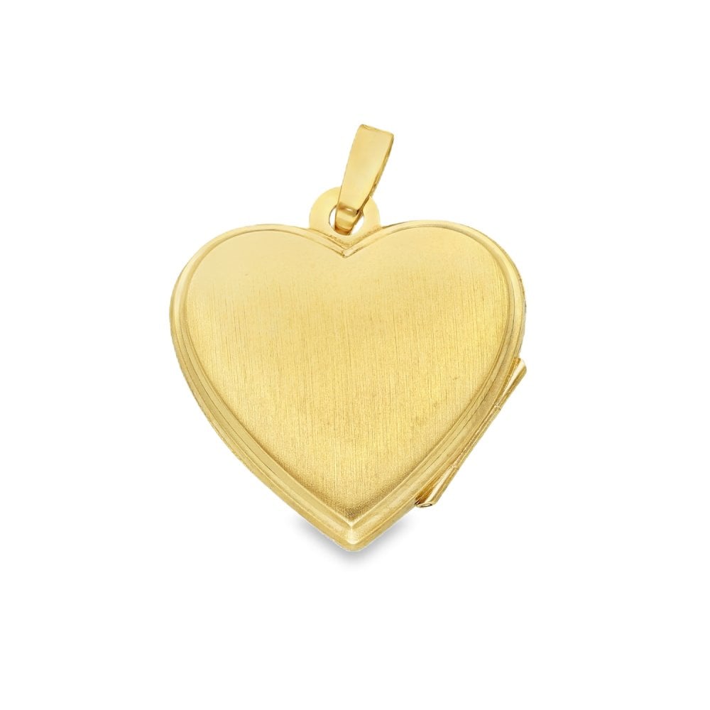 9ct Yellow Gold Flower & Leaf Engraved Heart-Shaped Locket -1.8g