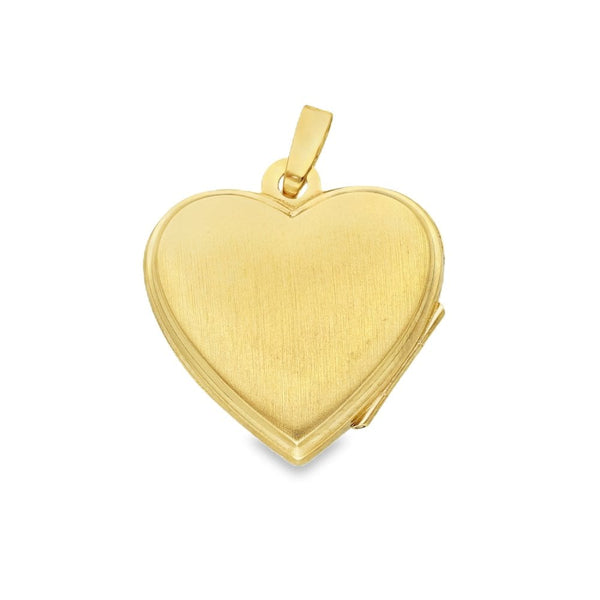9ct Yellow Gold Flower & Leaf Engraved Heart-Shaped Locket -1.8g