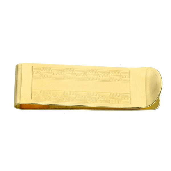 9ct Yellow Gold Checkered Money Clip - 50x15x6mm - 8.7g