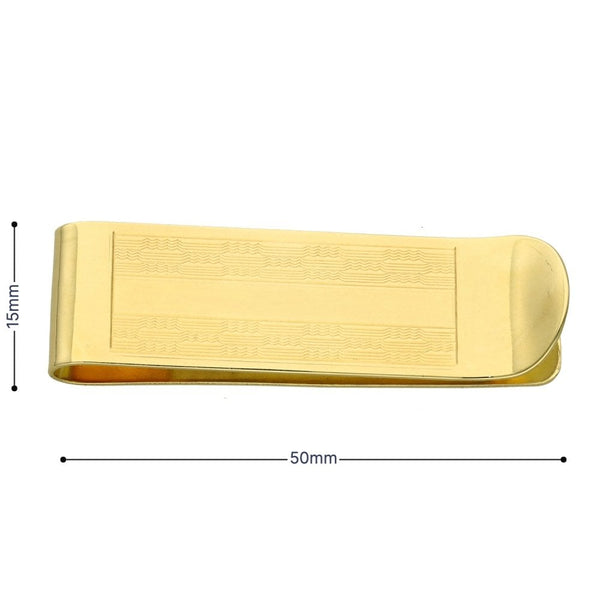 9ct Yellow Gold Checkered Money Clip - 50x15x6mm - 8.7g