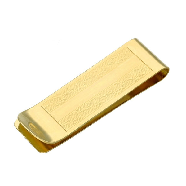 9ct Yellow Gold Checkered Money Clip - 50x15x6mm - 8.7g