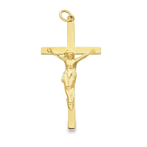 9ct Yellow Gold Crucifix Pendant - 25x48x4mm - 5.5g