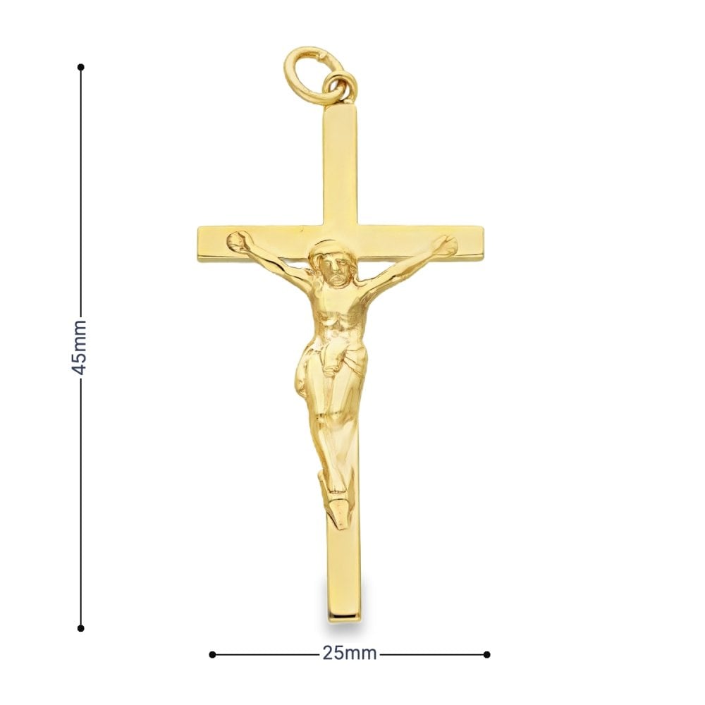 9ct Yellow Gold Crucifix Pendant - 25x48x4mm - 5.5g