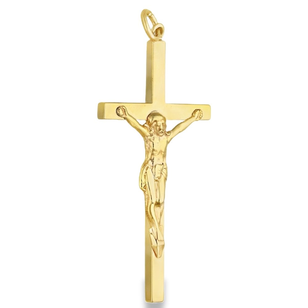 9ct Yellow Gold Crucifix Pendant - 25x48x4mm - 5.5g