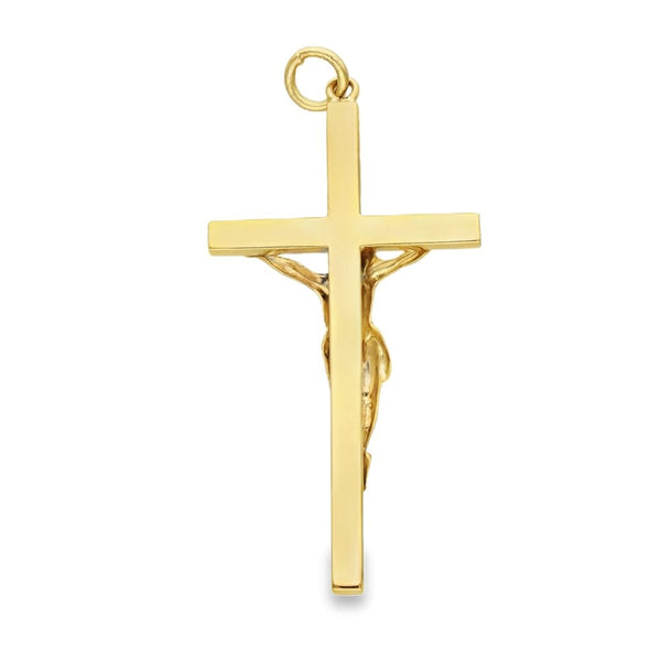 9ct Yellow Gold Crucifix Pendant - 25x48x4mm - 5.5g