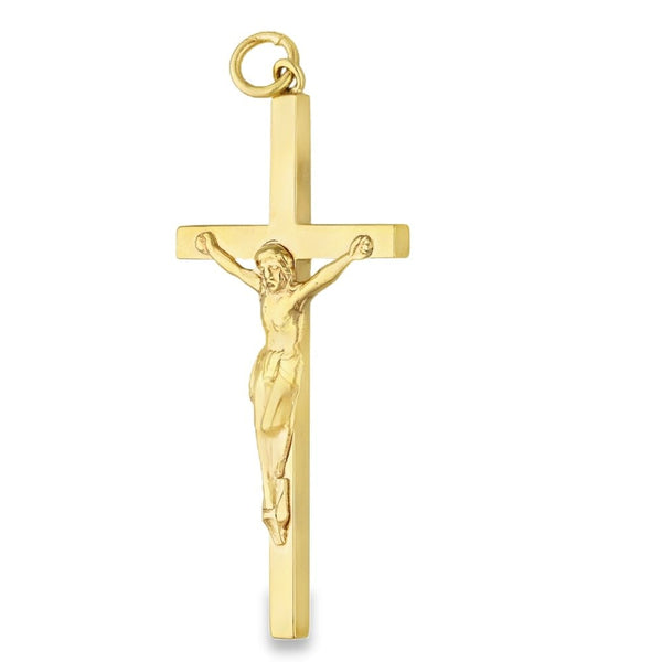9ct Yellow Gold Crucifix Pendant - 25x48x4mm - 5.5g