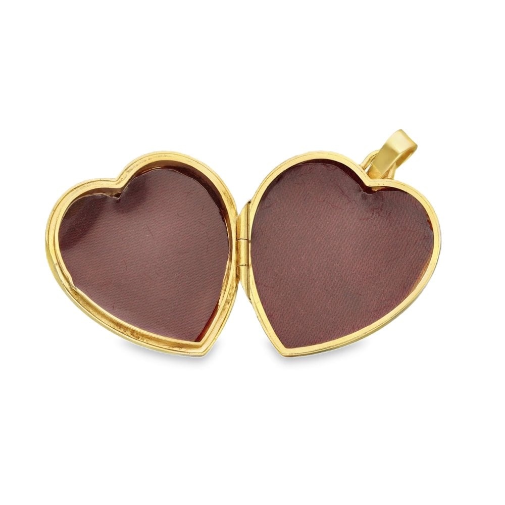 9ct Yellow Gold Feather Engraved Heart-Shaped Locket - 19x21x6mm