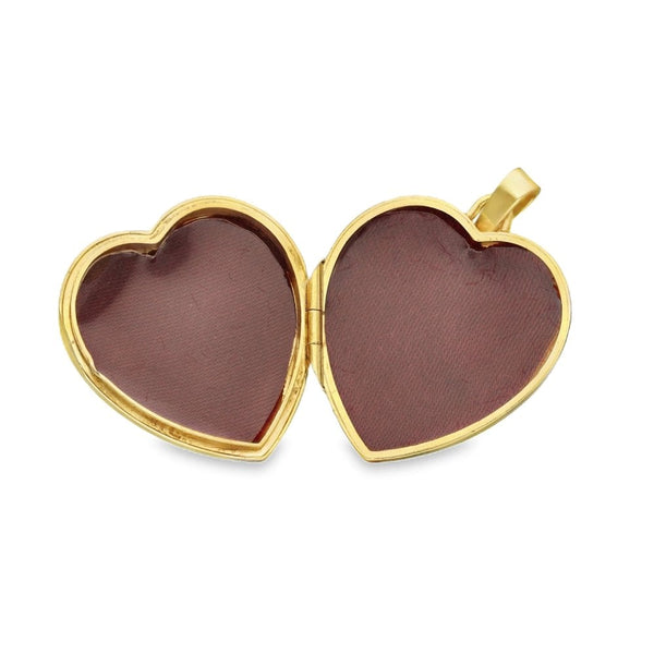 9ct Yellow Gold Feather Engraved Heart-Shaped Locket - 19x21x6mm