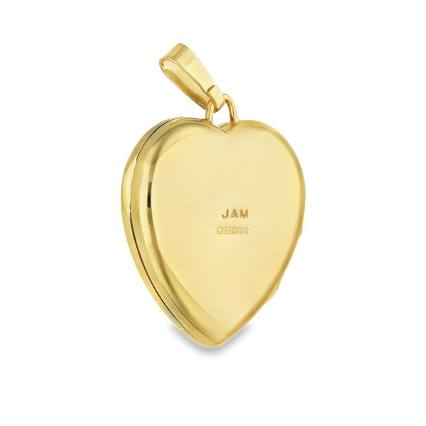 9ct Yellow Gold Feather Engraved Heart-Shaped Locket - 19x21x6mm