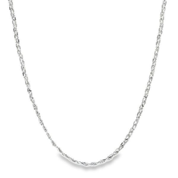 9ct White Gold Twist Necklace - 18" - 3.2g