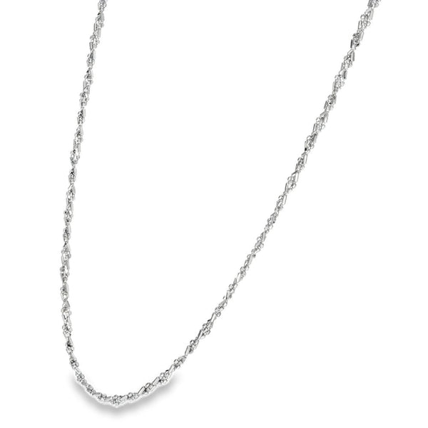 9ct White Gold Twist Necklace - 18" - 3.2g