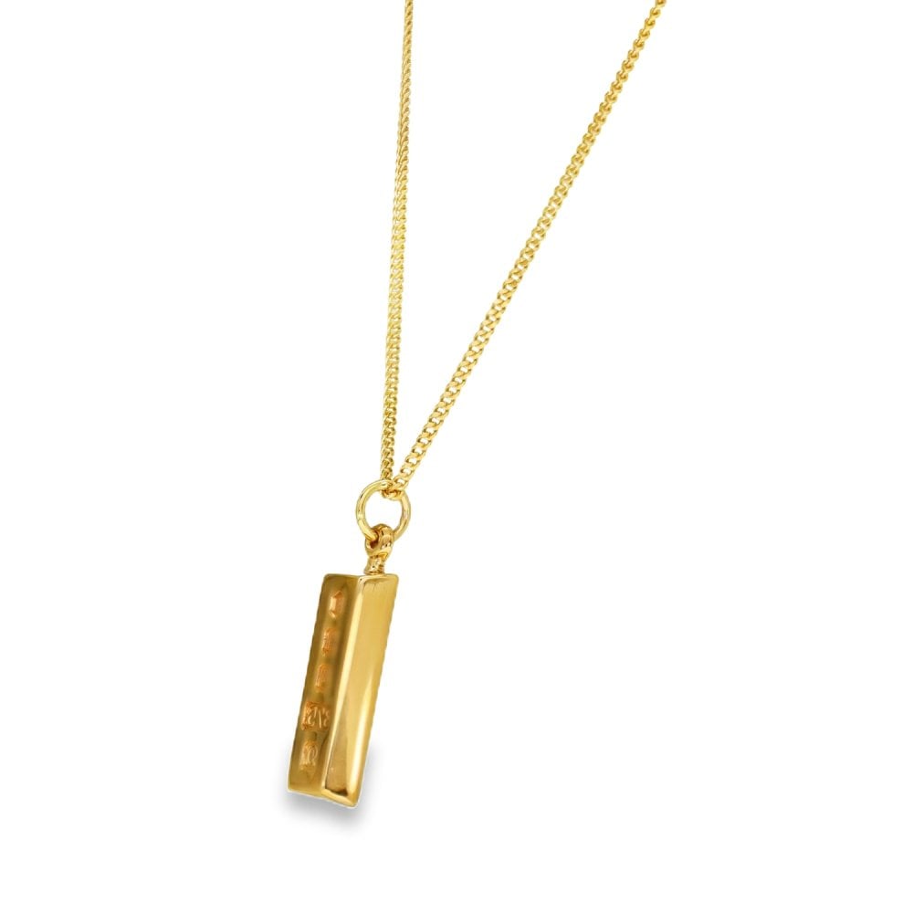 9ct Yellow Gold Ingot Pendant & Necklace - 20" - 11.4g