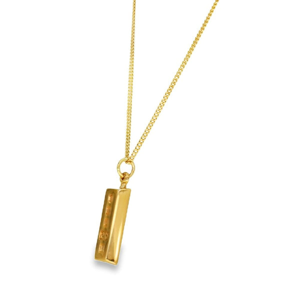 9ct Yellow Gold Ingot Pendant & Necklace - 20" - 11.4g