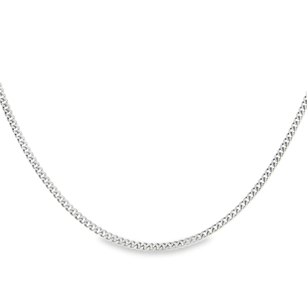 9ct White Gold Curb Chain - 16" - 3.1g