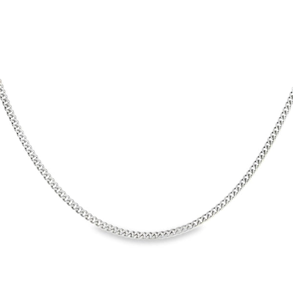 9ct White Gold Curb Chain - 16" - 3.1g